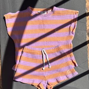 Zara Purple and Orange Striped Ribbed Set